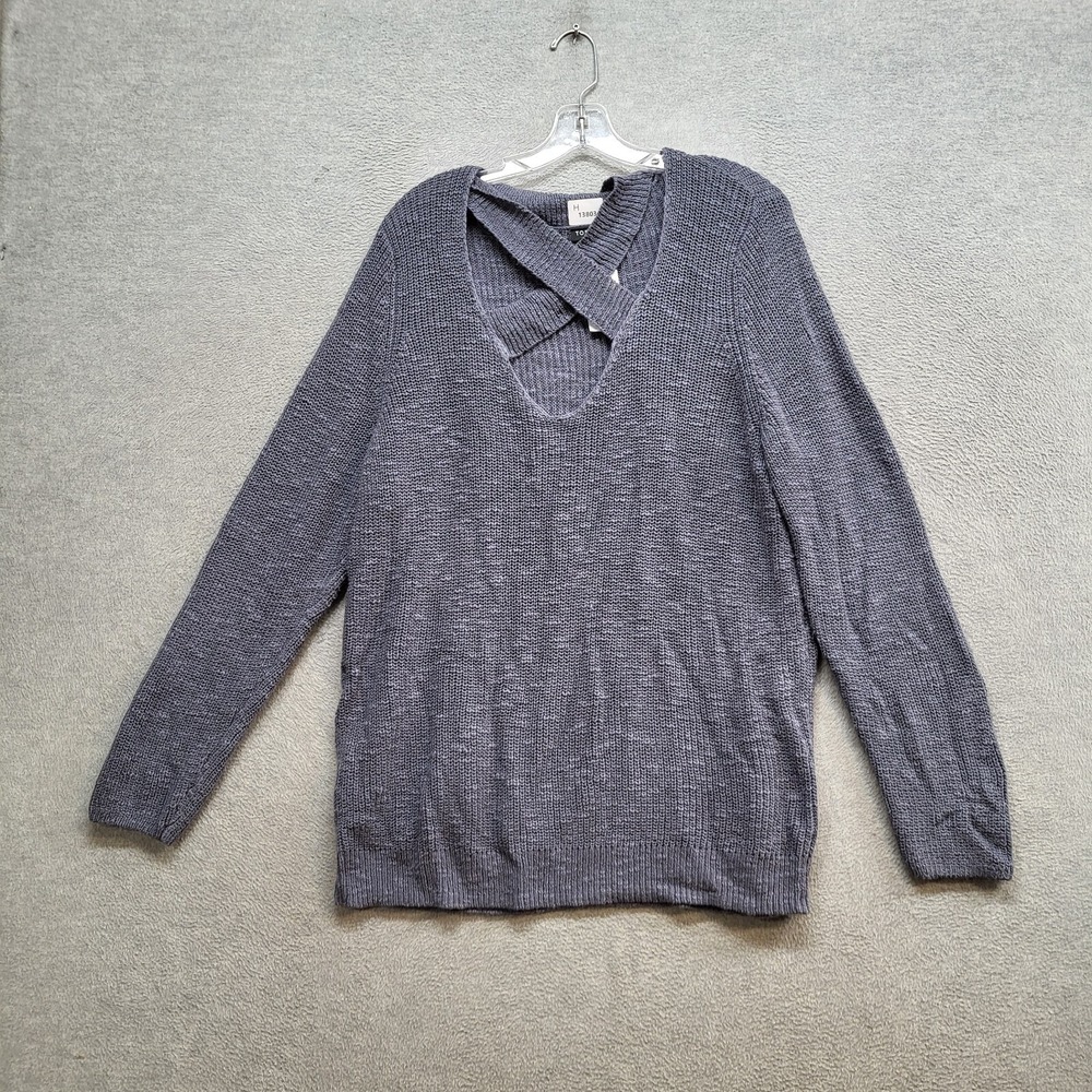 Torrid Women Sweater 3 Gray Cross Front Ribbed Knit V Neck Pullover NWT
